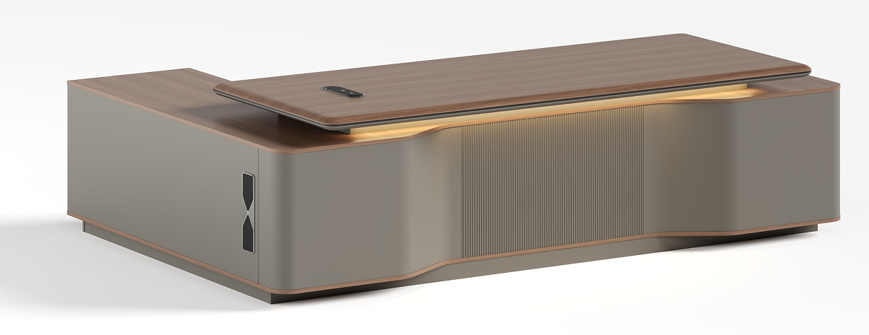 light walnut office furniture luxury design curved hotel reception desk